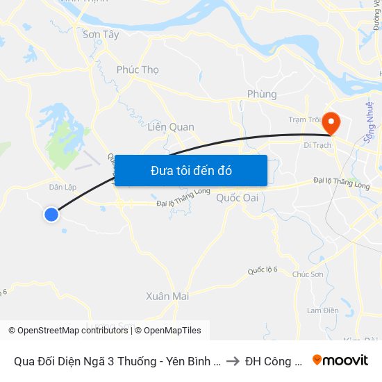 Qua Đối Diện Ngã 3 Thuống - Yên Bình - Thạch Thất 30m to ĐH Công Nghiệp map