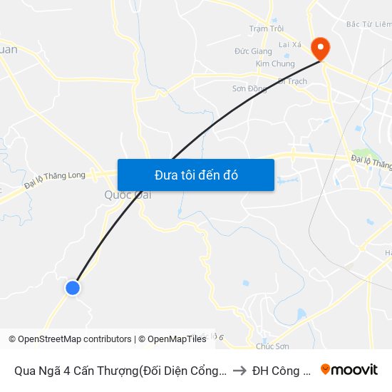 Qua Ngã 4 Cấn Thượng(Đối Diện Cổng Làng Phú Cường) to ĐH Công Nghiệp map