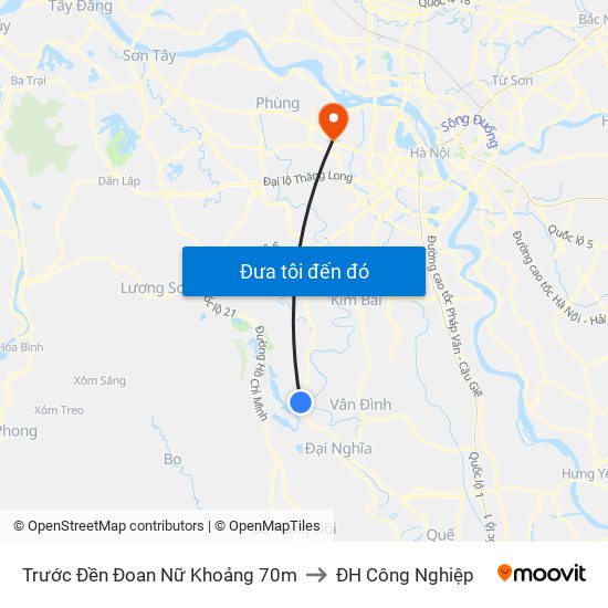 Trước Đền Đoan Nữ Khoảng 70m to ĐH Công Nghiệp map