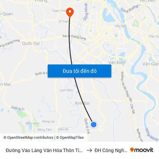 Đường Vào Làng Văn Hóa Thôn Tiên Lữ to ĐH Công Nghiệp map