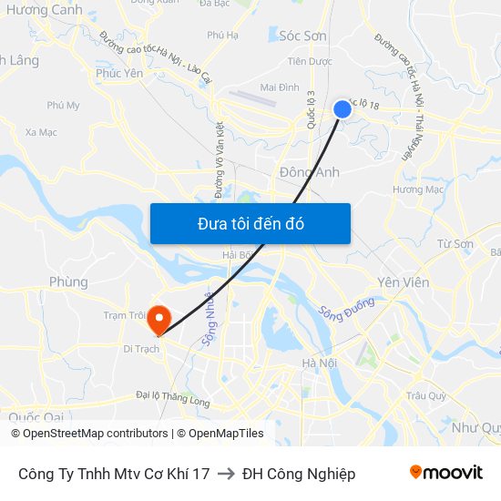 Công Ty Tnhh Mtv Cơ Khí 17 to ĐH Công Nghiệp map