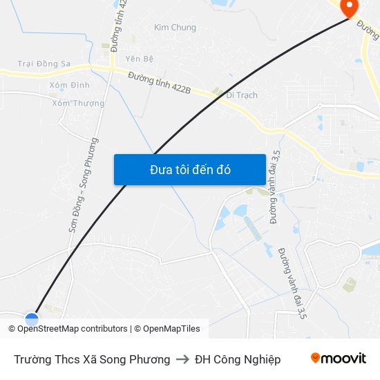 Trường Thcs Xã Song Phương to ĐH Công Nghiệp map