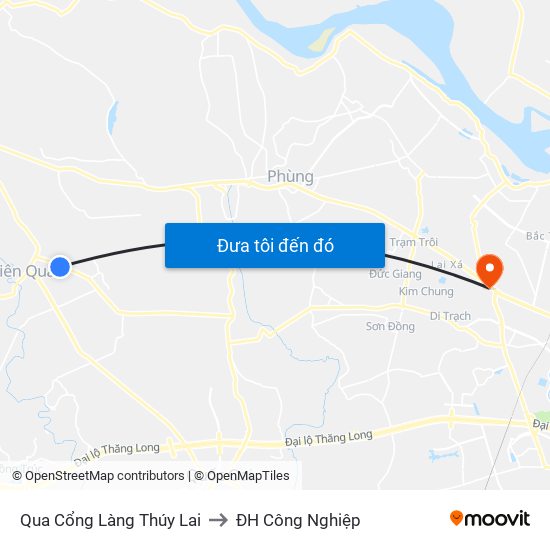 Qua Cổng Làng Thúy Lai to ĐH Công Nghiệp map