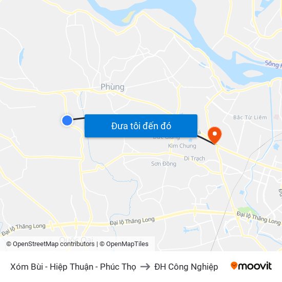 Xóm Bùi - Hiệp Thuận - Phúc Thọ to ĐH Công Nghiệp map