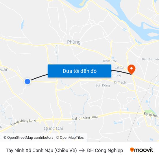 Tây Ninh Xã Canh Nậu (Chiều Về) to ĐH Công Nghiệp map