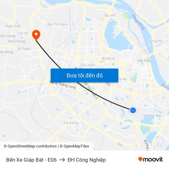 Bến Xe Giáp Bát - E06 to ĐH Công Nghiệp map