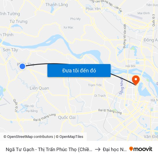 Ngã Tư Gạch - Thị Trấn Phúc Thọ (Chiều Đi Sơn Tây) to Đại học Nội vụ map