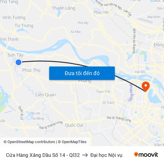 Cửa Hàng Xăng Dầu Số 14 - Ql32 to Đại học Nội vụ map