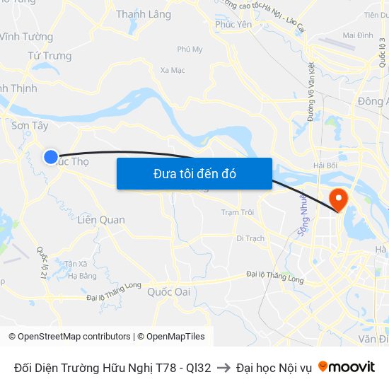 Đối Diện Trường Hữu Nghị T78 - Ql32 to Đại học Nội vụ map