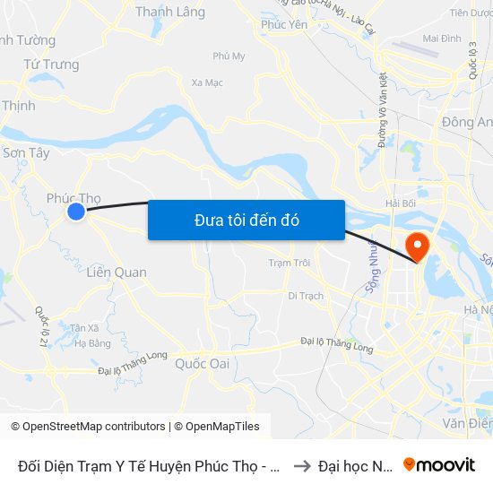 Đối Diện Trạm Y Tế Huyện Phúc Thọ - Quốc Lộ 32 to Đại học Nội vụ map