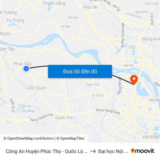 Công An Huyện Phúc Thọ - Quốc Lộ 32 to Đại học Nội vụ map