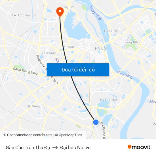 Gần Cầu Trần Thủ Độ to Đại học Nội vụ map