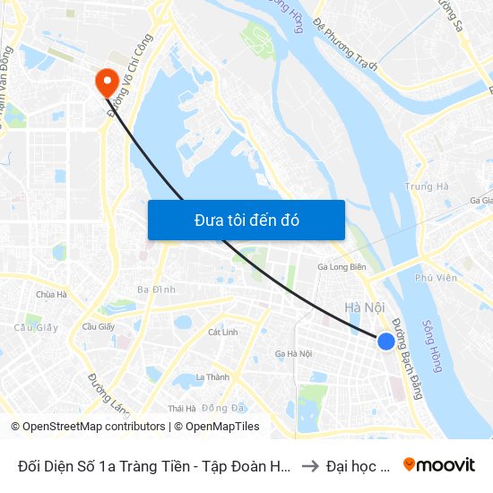 Đối Diện Số 1a Tràng Tiền - Tập Đoàn Hóa Chất Việt Nam to Đại học Nội vụ map