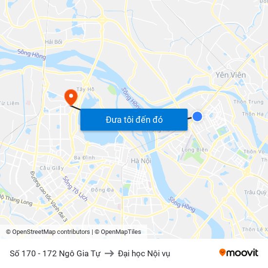 Số 170 - 172 Ngô Gia Tự to Đại học Nội vụ map