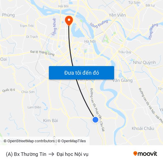 (A) Bx Thường Tín to Đại học Nội vụ map