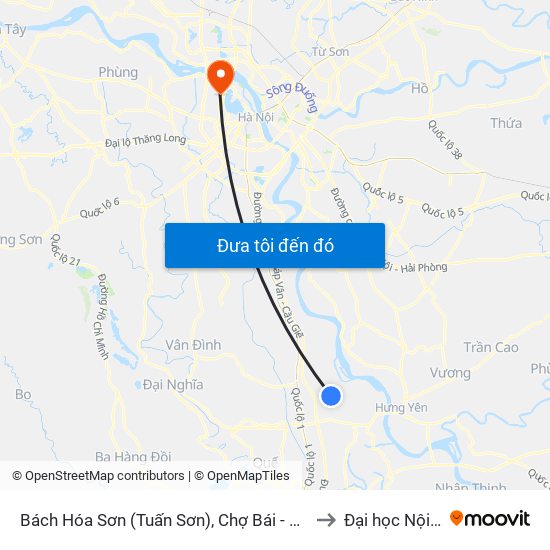 Bách Hóa Sơn (Tuấn Sơn), Chợ Bái - Dt428 to Đại học Nội vụ map