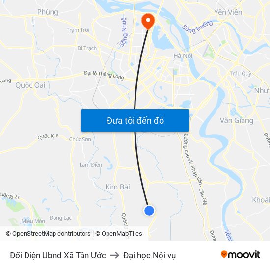 Đối Diện Ubnd Xã Tân Ước to Đại học Nội vụ map