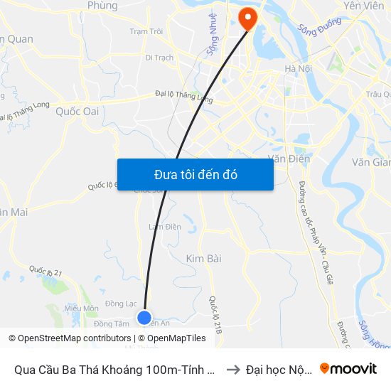 Qua Cầu Ba Thá Khoảng 100m-Tỉnh Lộ 429 to Đại học Nội vụ map