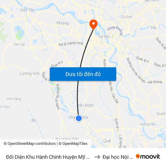 Đối Diện Khu Hành Chính Huyện Mỹ Đức to Đại học Nội vụ map