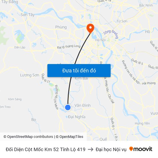 Đối Diện Cột Mốc Km 52 Tỉnh Lộ 419 to Đại học Nội vụ map