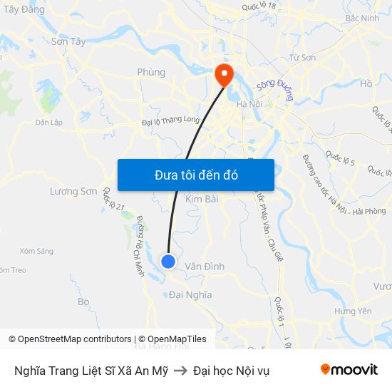 Nghĩa Trang Liệt Sĩ Xã An Mỹ to Đại học Nội vụ map