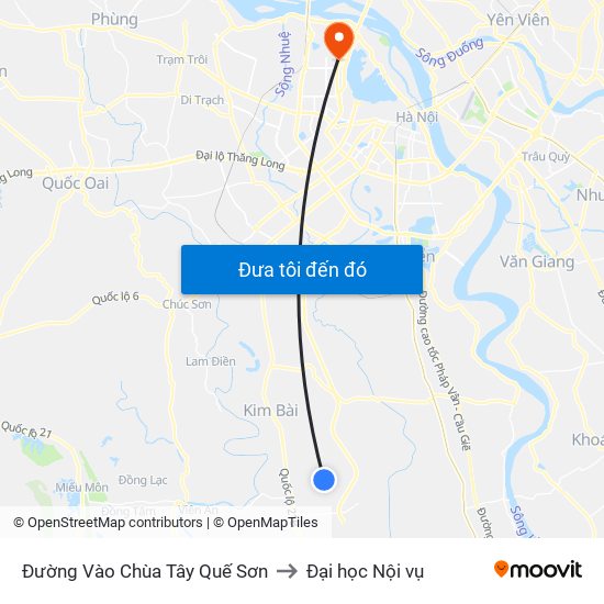 Đường Vào Chùa Tây Quế Sơn to Đại học Nội vụ map