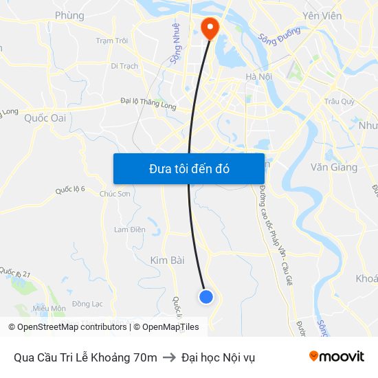 Qua Cầu Tri Lễ Khoảng 70m to Đại học Nội vụ map