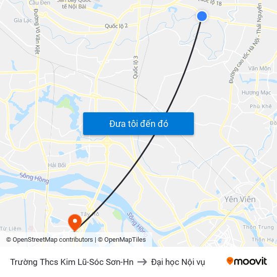 Trường Thcs Kim Lũ-Sóc Sơn-Hn to Đại học Nội vụ map