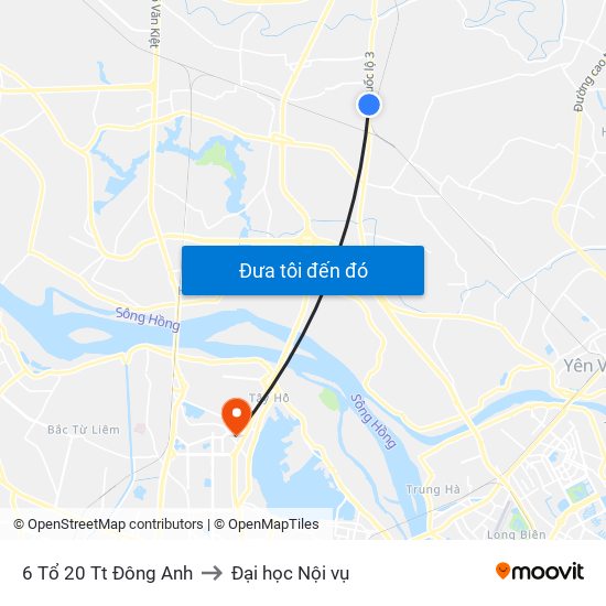 6 Tổ 20 Tt Đông Anh to Đại học Nội vụ map