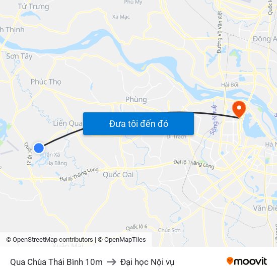 Qua Chùa Thái Bình 10m to Đại học Nội vụ map