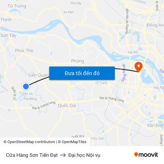 Cửa Hàng Sơn Tiến Đạt to Đại học Nội vụ map