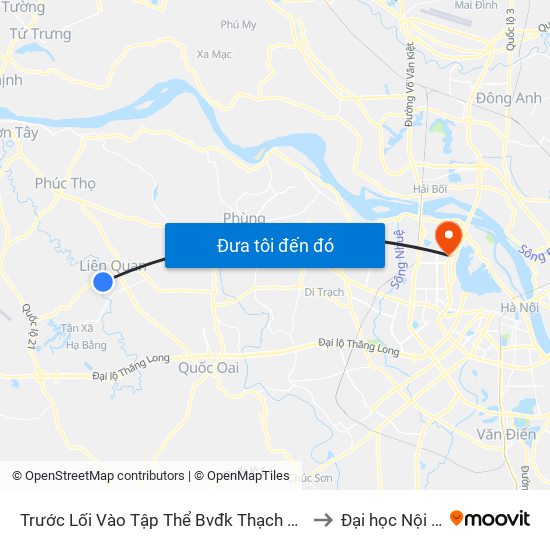 Trước Lối Vào Tập Thể Bvđk Thạch Thất to Đại học Nội vụ map