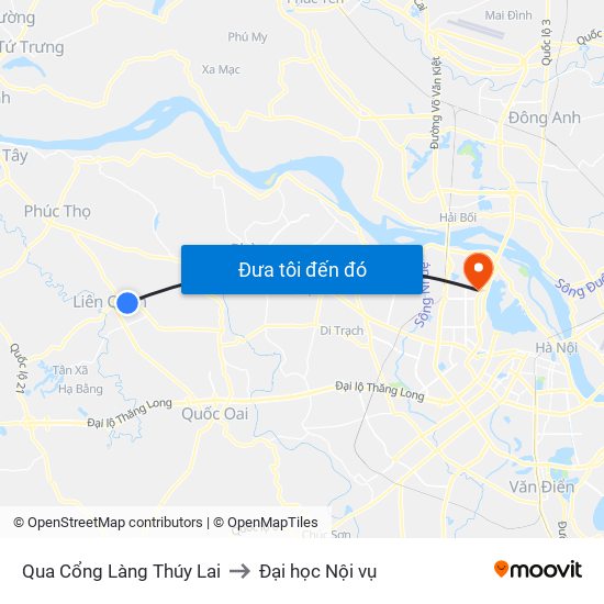 Qua Cổng Làng Thúy Lai to Đại học Nội vụ map