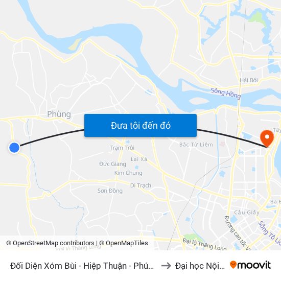 Đối Diện Xóm Bùi - Hiệp Thuận - Phúc Thọ to Đại học Nội vụ map