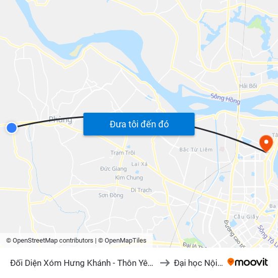 Đối Diện Xóm Hưng Khánh - Thôn Yên Dục to Đại học Nội vụ map