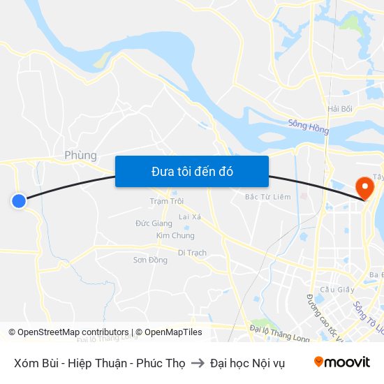 Xóm Bùi - Hiệp Thuận - Phúc Thọ to Đại học Nội vụ map