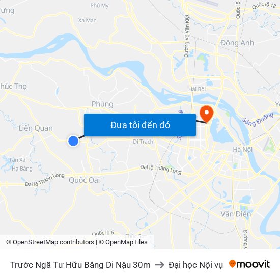 Trước Ngã Tư Hữu Bằng Di Nậu 30m to Đại học Nội vụ map