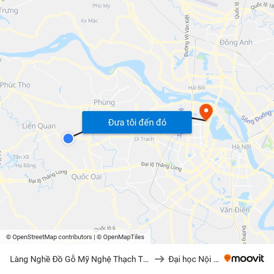 Làng Nghề Đồ Gỗ Mỹ Nghệ Thạch Thất to Đại học Nội vụ map