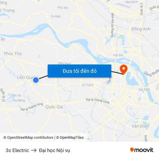 3c Electric to Đại học Nội vụ map