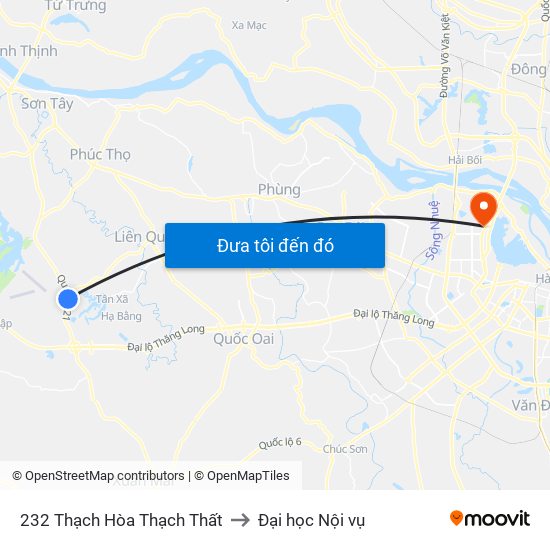 232 Thạch Hòa Thạch Thất to Đại học Nội vụ map