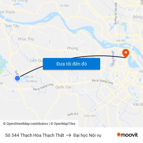 Số 344 Thạch Hòa Thạch Thất to Đại học Nội vụ map