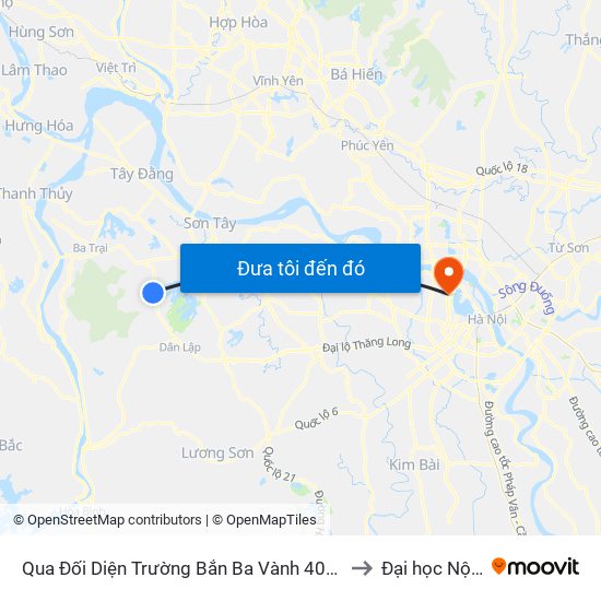 Qua Đối Diện Trường Bắn Ba Vành 40m, Đt87 to Đại học Nội vụ map