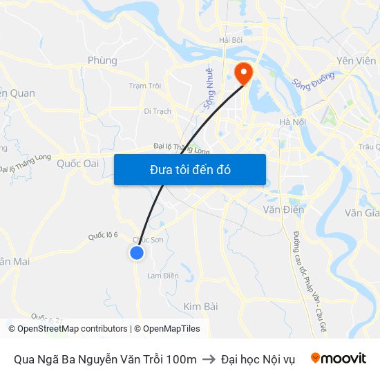 Qua Ngã Ba Nguyễn Văn Trỗi 100m to Đại học Nội vụ map