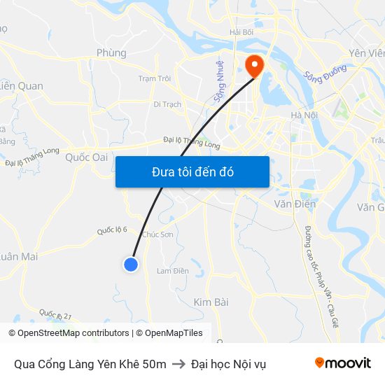 Qua Cổng Làng Yên Khê 50m to Đại học Nội vụ map