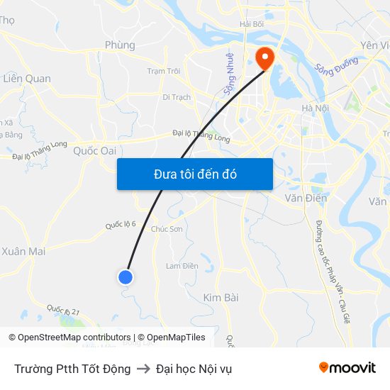 Trường Ptth Tốt Động to Đại học Nội vụ map