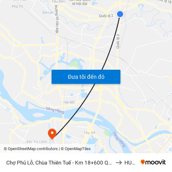 Chợ Phủ Lỗ, Chùa Thiên Tuế - Km 18+600 Quốc Lộ 3 to HUMG map