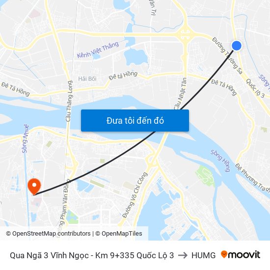 Qua Ngã 3 Vĩnh Ngọc - Km 9+335 Quốc Lộ 3 to HUMG map