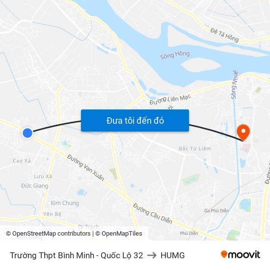 Trường Thpt Bình Minh - Quốc Lộ 32 to HUMG map