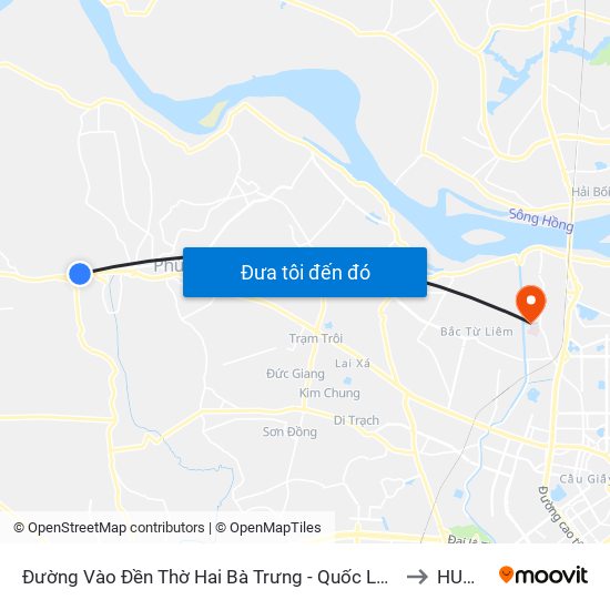 Đường Vào Đền Thờ Hai Bà Trưng - Quốc Lộ 32 to HUMG map