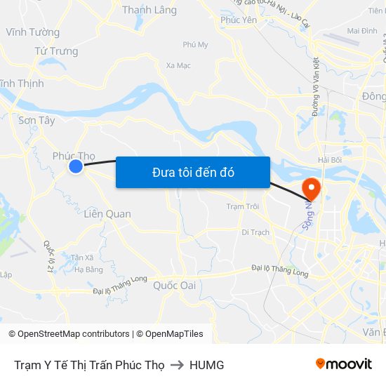 Trạm Y Tế Thị Trấn Phúc Thọ to HUMG map